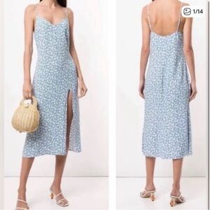 Reformation Light Blue Floral Midi Dress